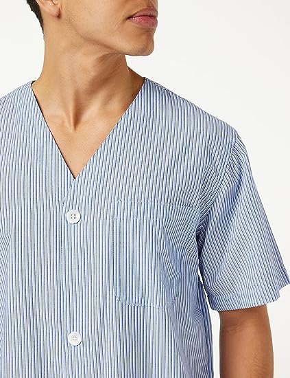 Men's Short Sleeve Top and Long Pants Pajama Set